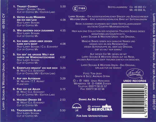 CD " Auf der Autobahn" Larry Schuba & Western Union Sonderangebot!