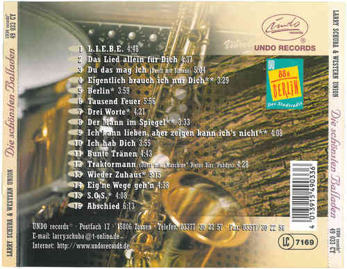 CD "Die schönsten Balladen" Larry Schuba & Western Union Sonderangebot!
